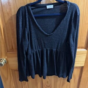 T.La Charcoal Long Sleeve Peplum Top